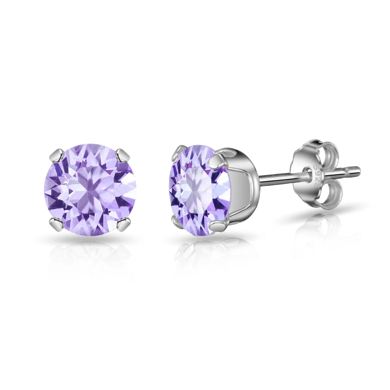 Sterling Silver Light Purple Earrings Created with Zircondia® Crystals: the shop's own photo