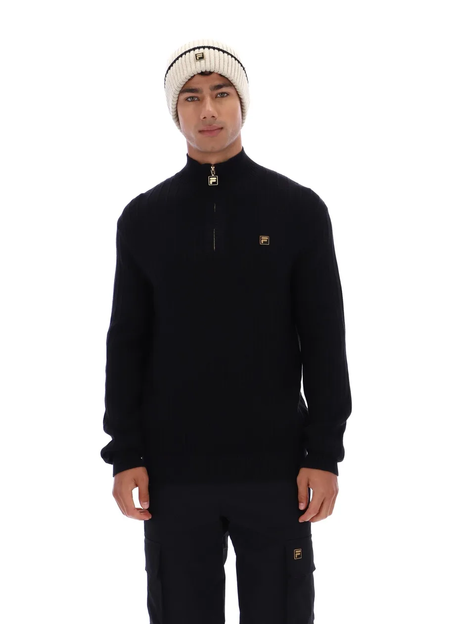 Black Stevie 1/4 Zip Funnel Neck Textured Knit - M: the shop's own photo