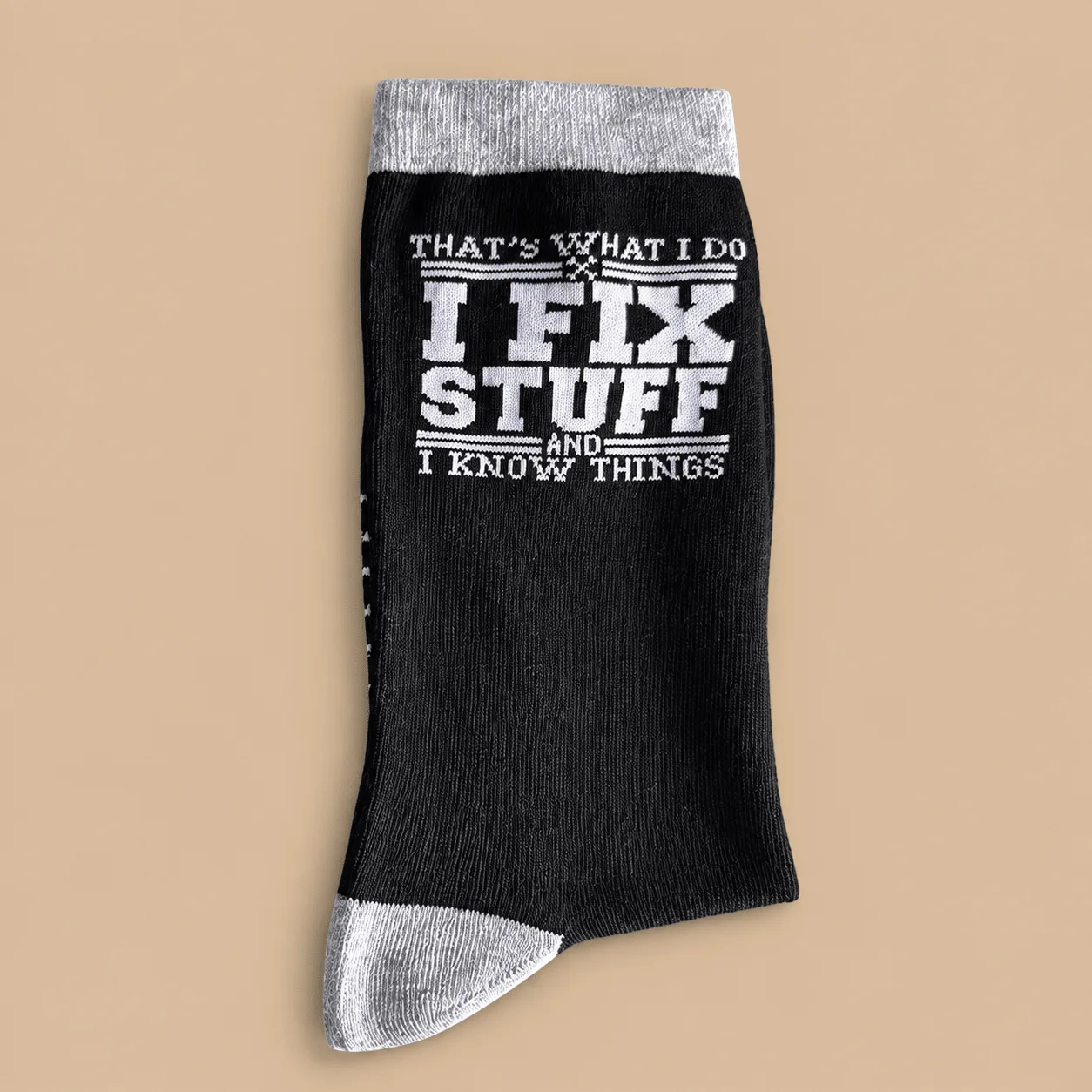 "I Fix Stuff" Crew Socks: the shop's own photo