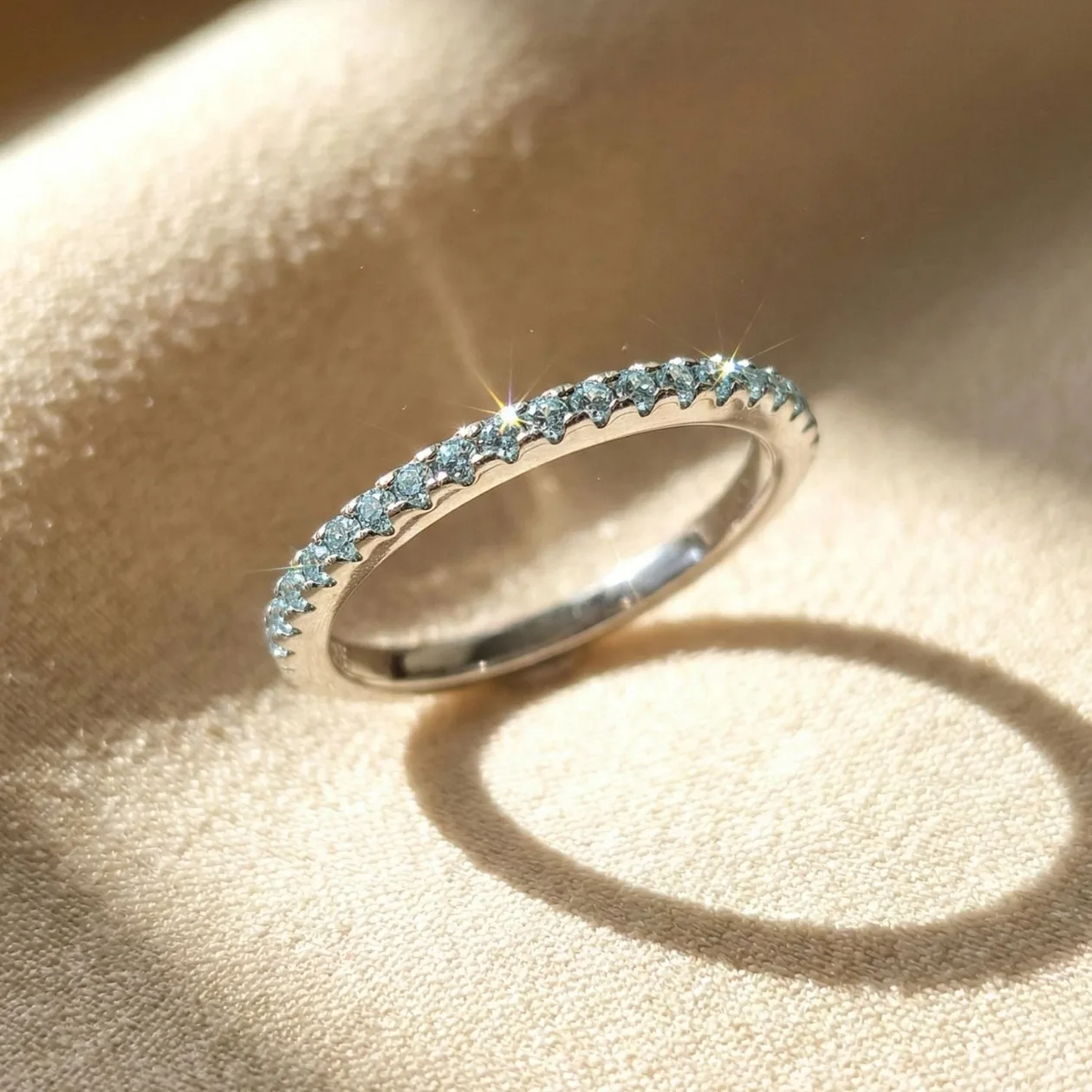 Aquamarine March Birthstone Crystal Sterling Silver Ring - N: the shop's own photo