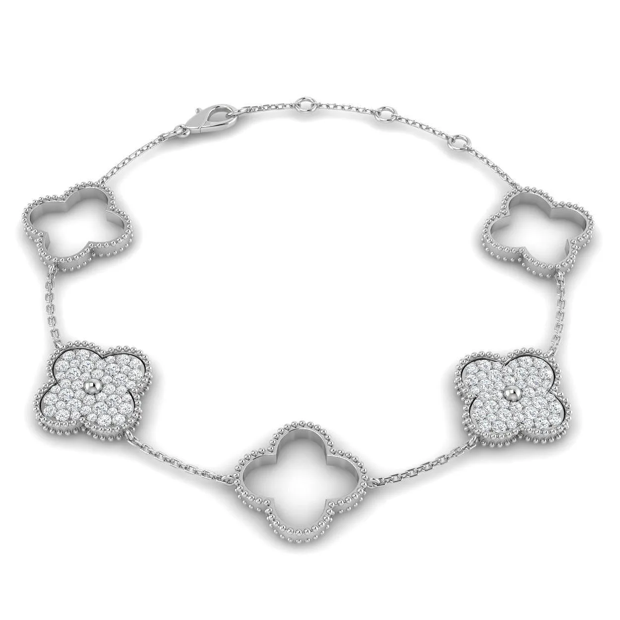 Milgrain Clover Diamond Chain Bracelet in Gold | Lab or Natural Diamonds - 18k Yellow Gold / 0.70 Carat / Lab Grown Diamond: the shop's own photo
