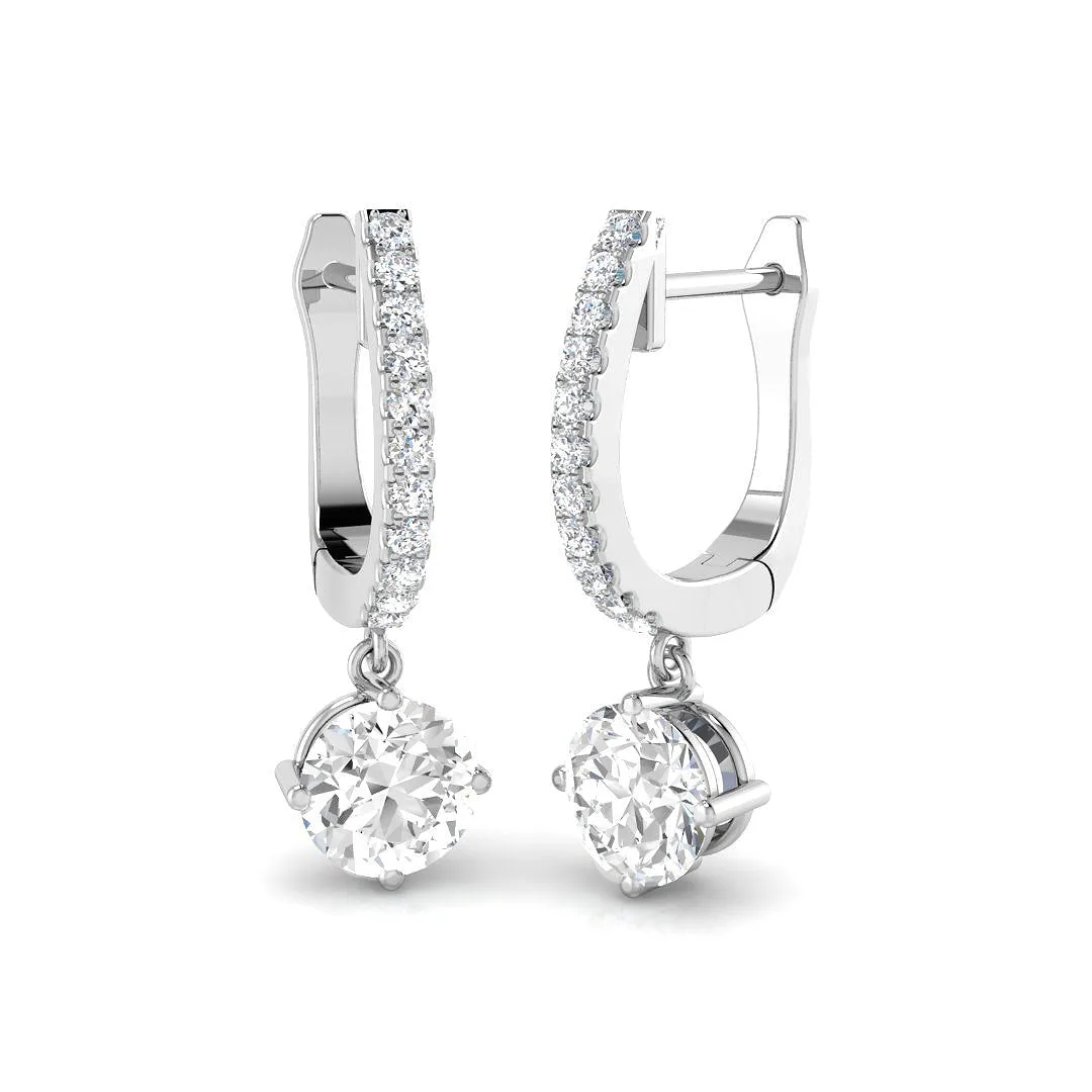 Diamond Drop Earrings | 0.50–1.25 Ct | Lab-Grown & Natural | Gold & Platinum - 950 Platinum / 1.00 Carat / Lab-Grown-D/VVS: the shop's own photo