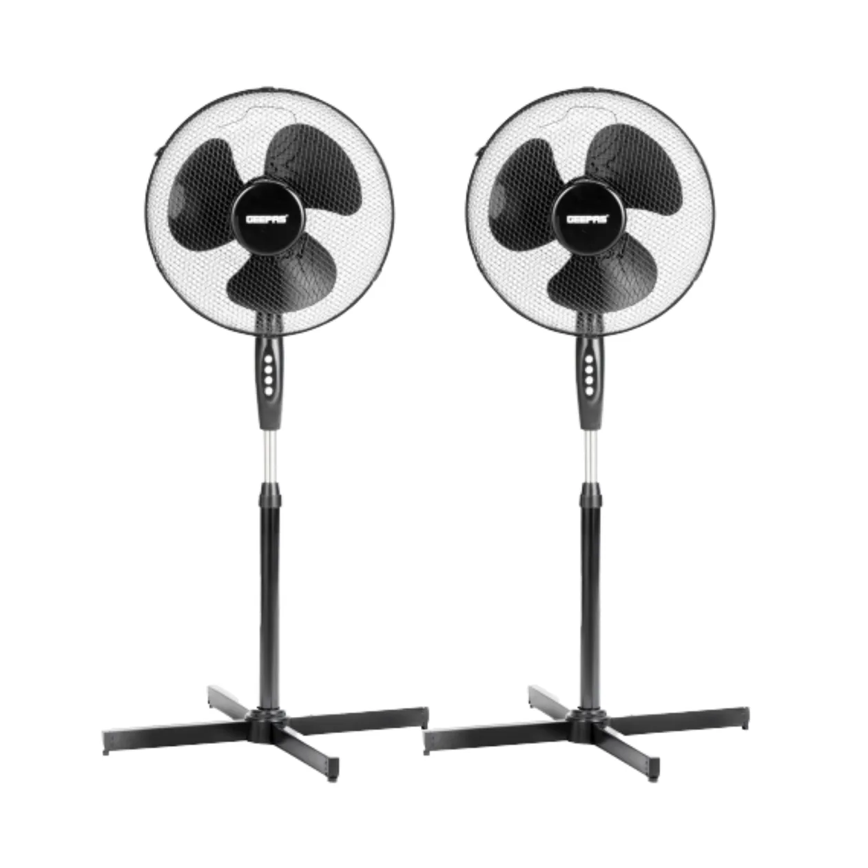 Set Of Two 16" Black Oscillating Electric Pedestal Fans: the shop's own photo