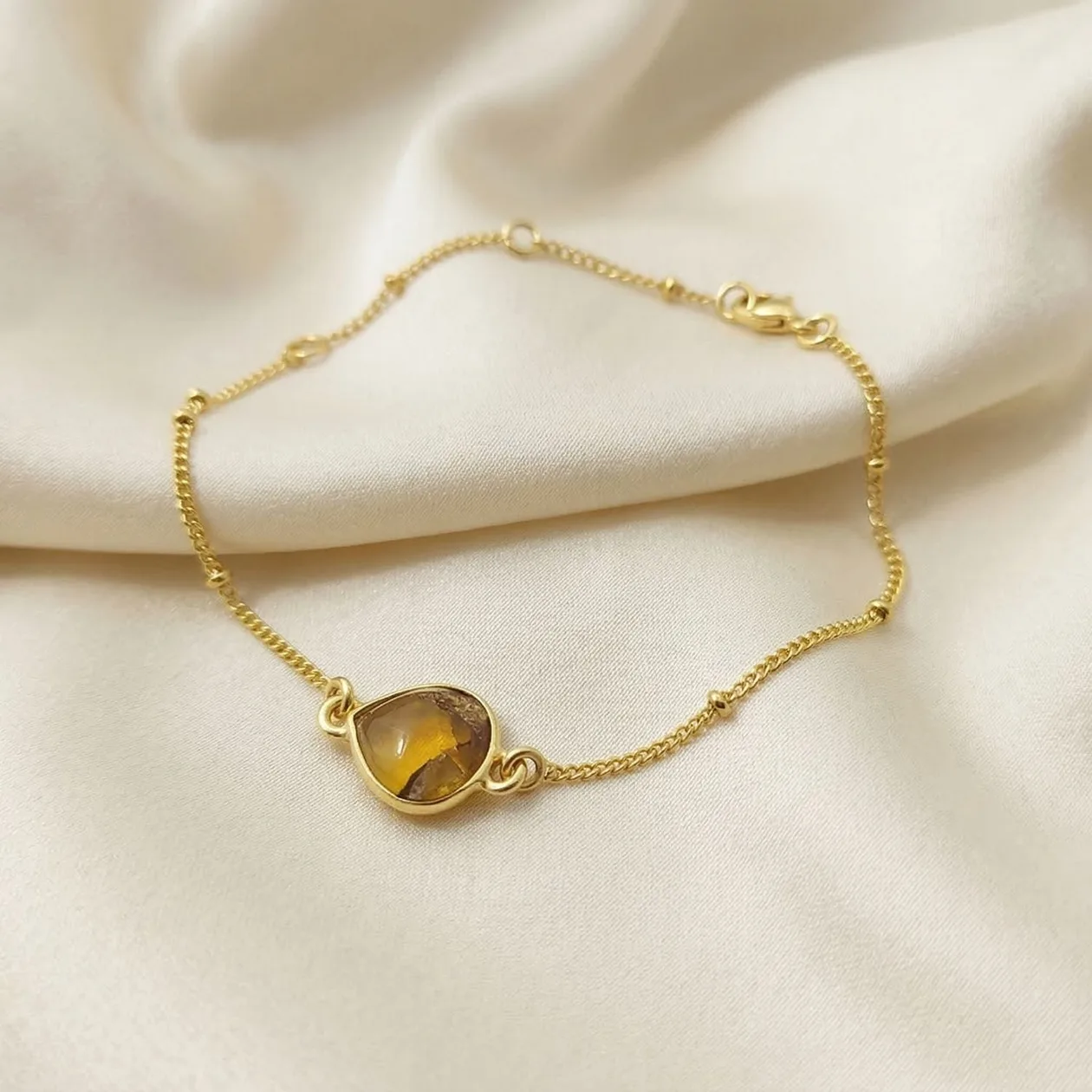 18ct Gold Vermeil Plated Adjustable Citrine November Birthstone Bracelet: the shop's own photo