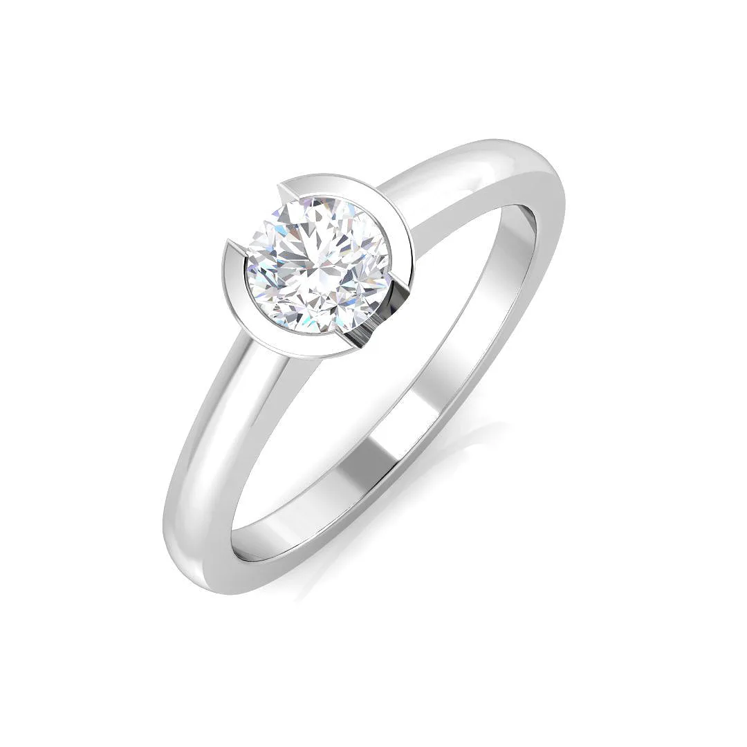 Round Diamond Bezel Set Solitaire Ring | Lab-Grown & Natural Diamonds - 18k Yellow Gold / 0.50 Carat / Lab Grown Diamond: the shop's own photo