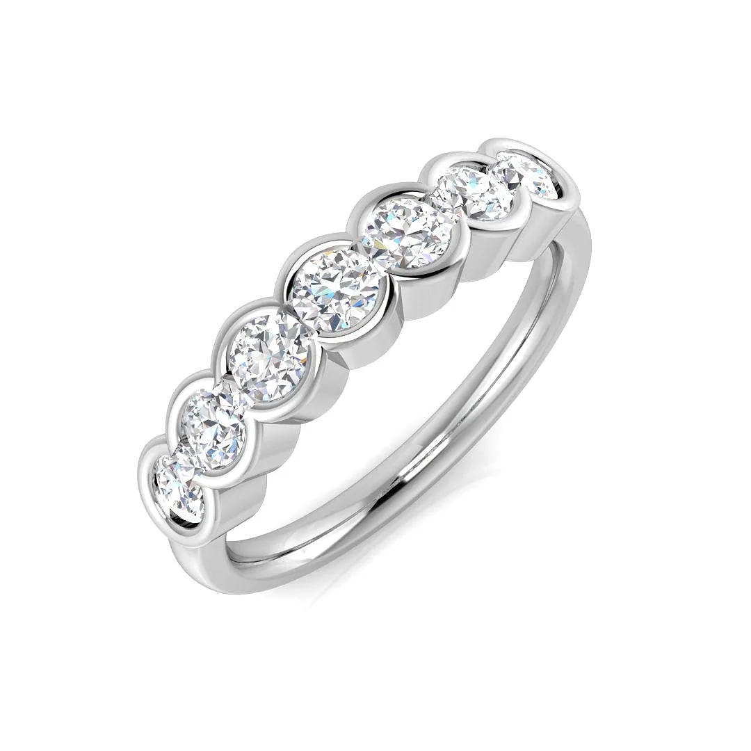 7-Stone Natural Round Cut Diamond Ring Half Bezel Set - Lab Grown Diamond / 0.75 Carat / 18k Yellow Gold: the shop's own photo