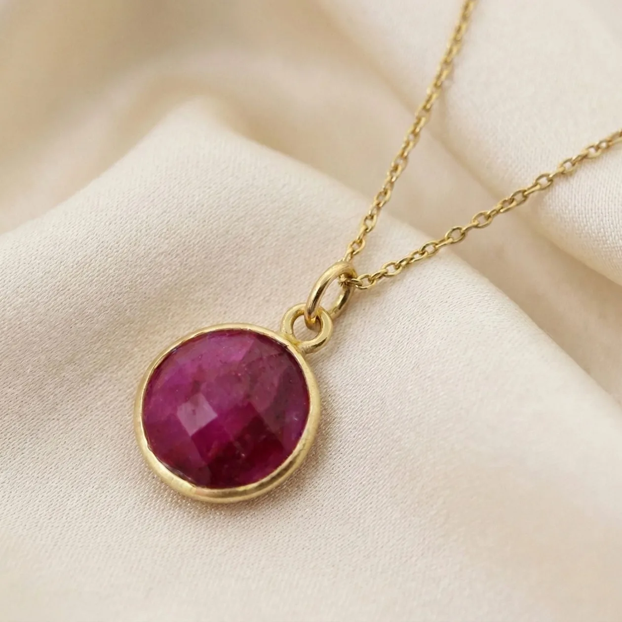 18ct Gold Plated Round Ruby July Birthstone Necklace: the shop's own photo