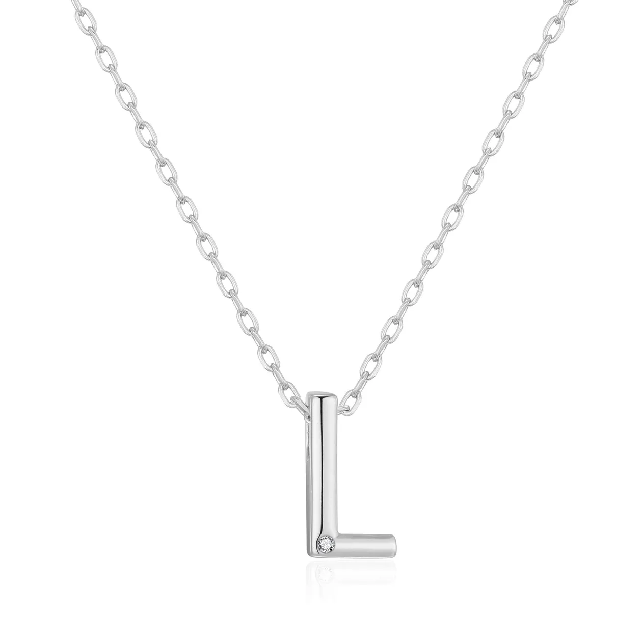 Customisable Initial Necklace (A-Z) with Option of Birthstone Charm - L: the shop's own photo