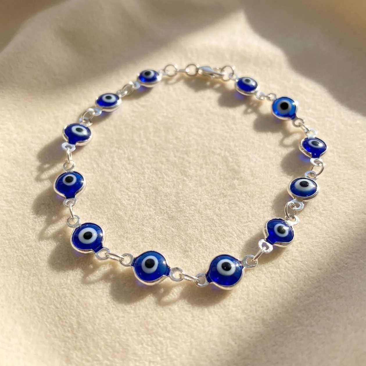 Evil Eye Rhodium Plated Silver Protection Bracelet: the shop's own photo