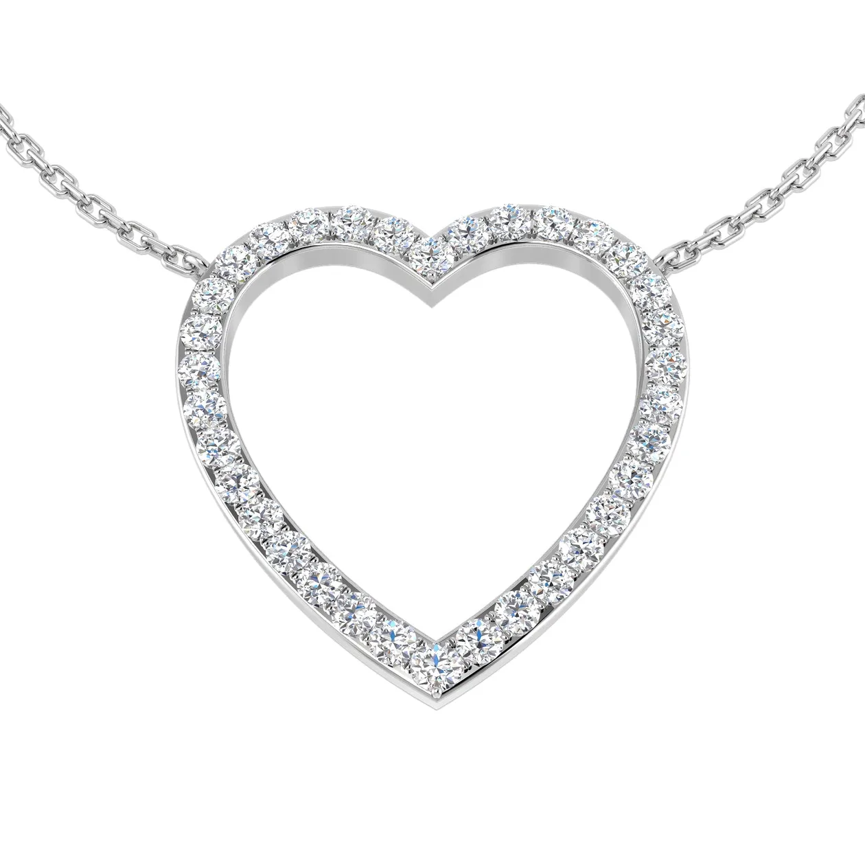Heart-Shaped Diamond Pendant | Heart Necklace - 18k White Gold / Lab Grown Diamond (D/VVS) / 0.50 Carat: the shop's own photo