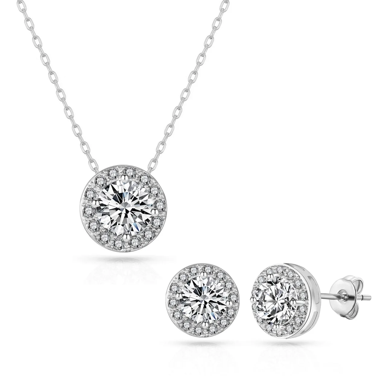 Halo Set Created with Zircondia® Crystals: the shop's own photo