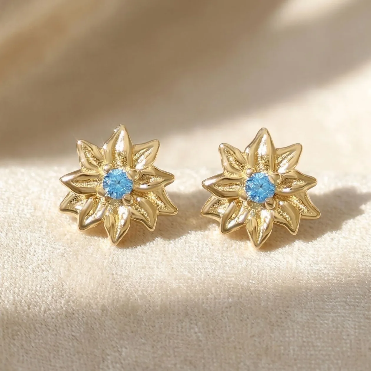 Turquoise December Birthstone Holly Birthflower Gold Plated Stud Earrings: the shop's own photo
