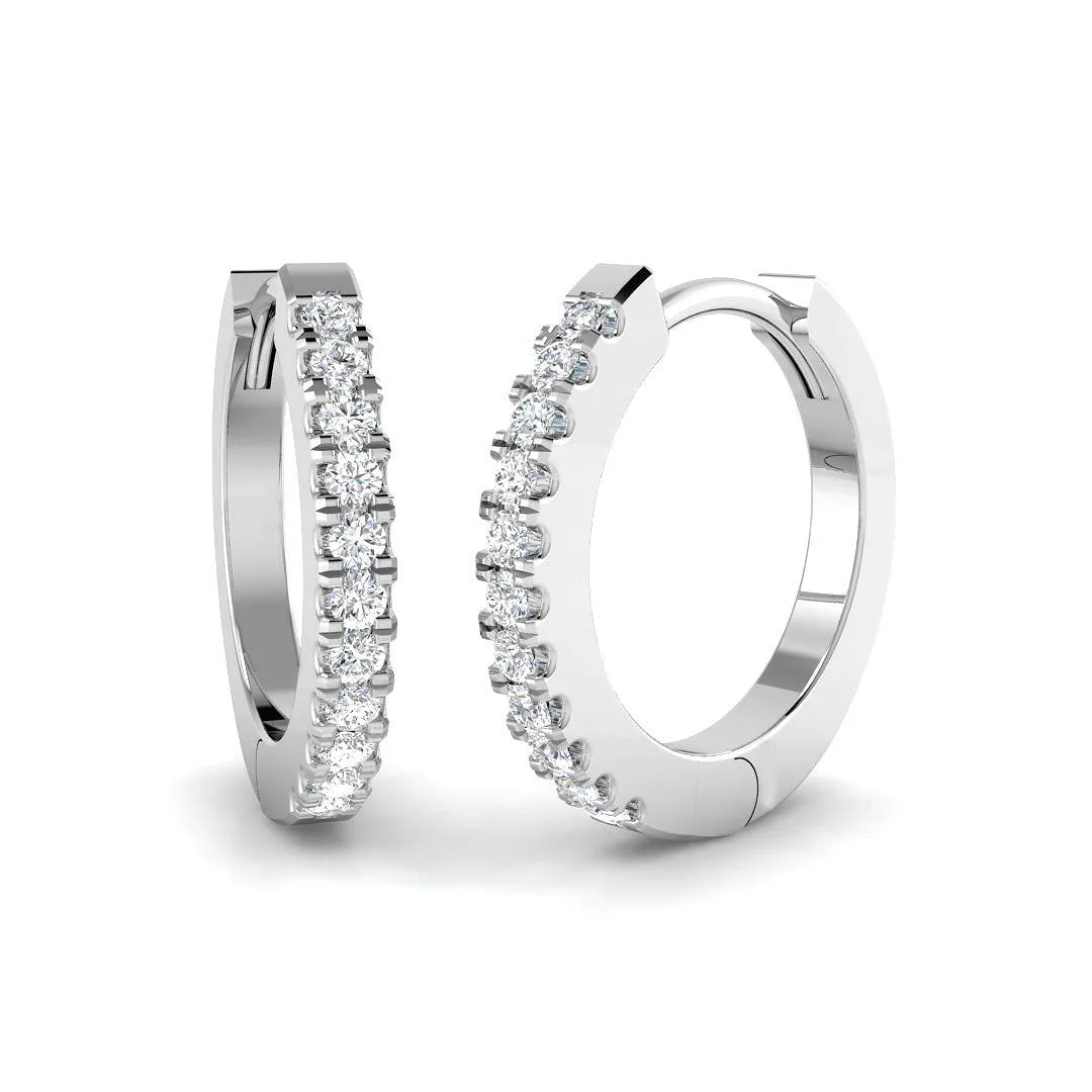 Elegant 0.2 Ct Round Diamond Hoop Earrings | Lab-Grown & Natural Gold - 950 Platinum / 0.33 Carat / Lab Grown Diamond(D-VVS): the shop's own photo