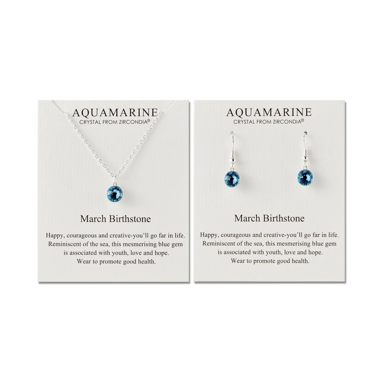 March (Aquamarine) Birthstone Necklace & Drop Earrings Set Created with Zircondia® Crystals: the shop's own photo