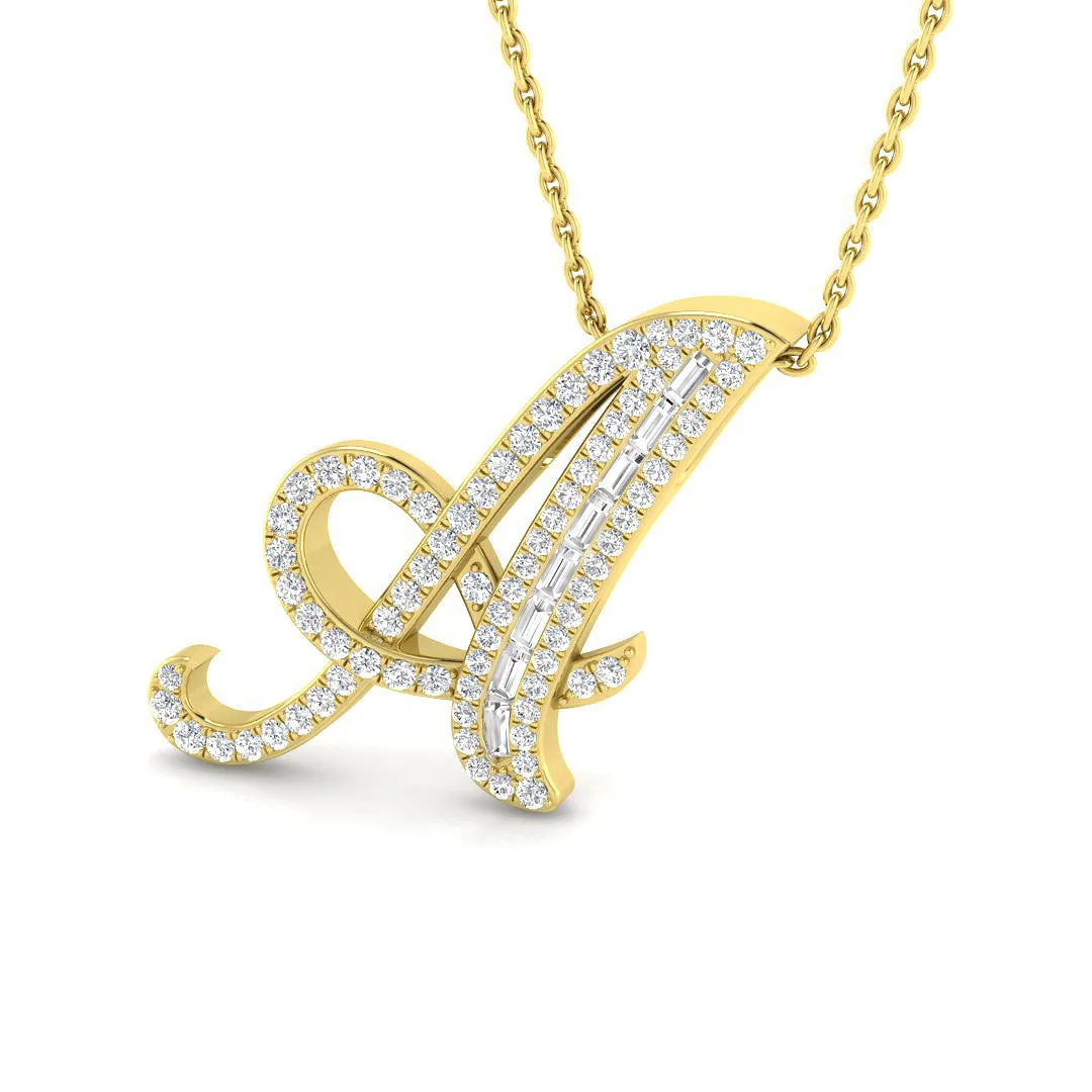 Paved Initial Diamond Pendant | Custom A-Z Pendant | Lab Grown & Natural Diamonds - 9k Yellow Gold / Natural Diamond(F/SI) / 0.33 Carat: the shop's own photo