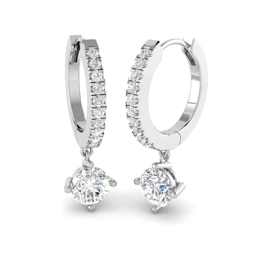Erjsy Luxury Gold Drop & Trilogy Diamond Earrings - 0.5ct Elegance - 0.5 Carat / Lab Grown Diamond(D-VVS) / 9k Rose Gold: the shop's own photo