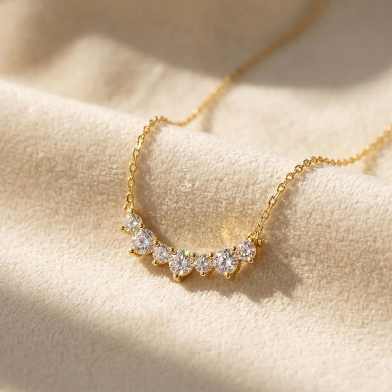 Cluster Sparkling Diamond April Birthstone Gold-Plated Necklace: the shop's own photo
