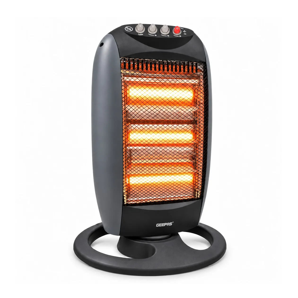 1200W Grey Oscillating Portable 3-Bar Halogen Heater: the shop's own photo