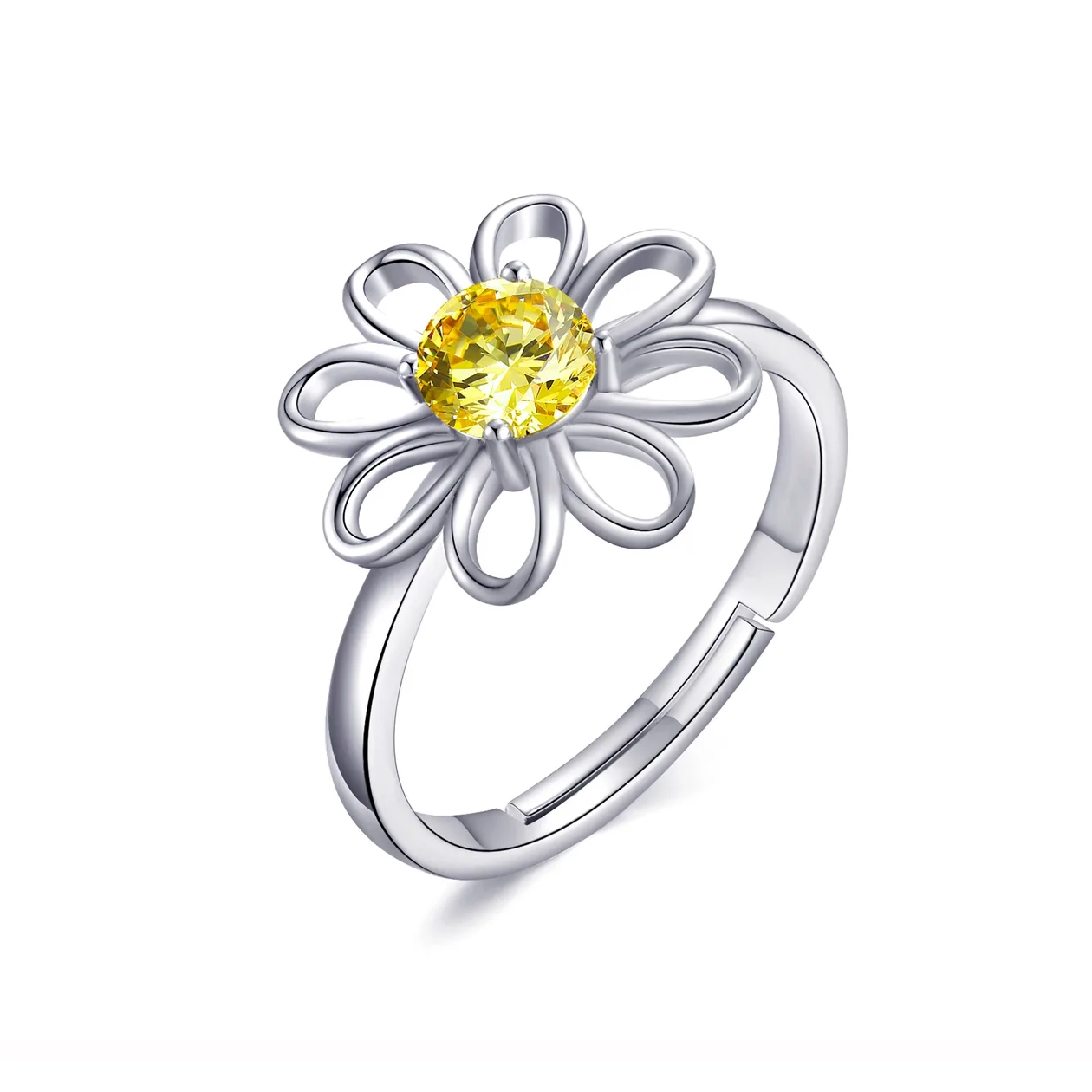 Adjustable Crystal Daisy Ring Created with Zircondia® Crystals: the shop's own photo