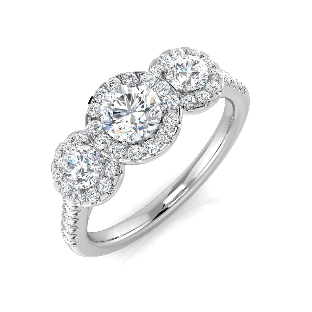 Natural Round Cut Diamond Halo Ring For Women - Lab-Grown Diamond / 0.75 Carat / 18k Yellow Gold: the shop's own photo
