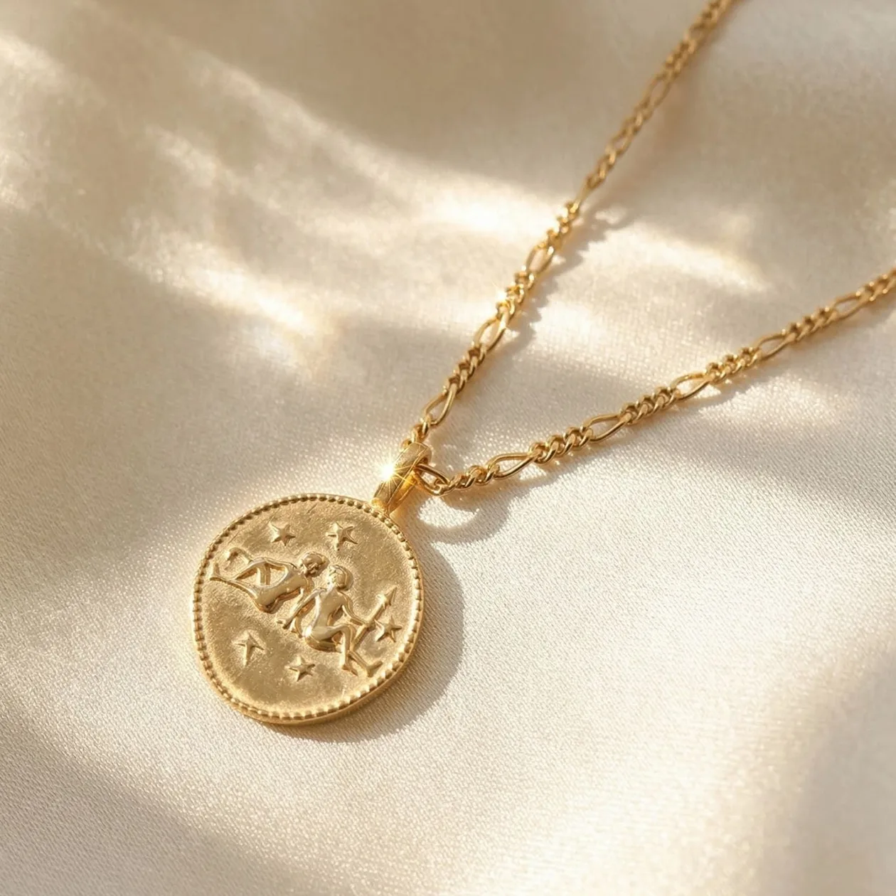 18ct Gold Plated Zodiac Sign Coin Necklace - Capricorn: the shop's own photo