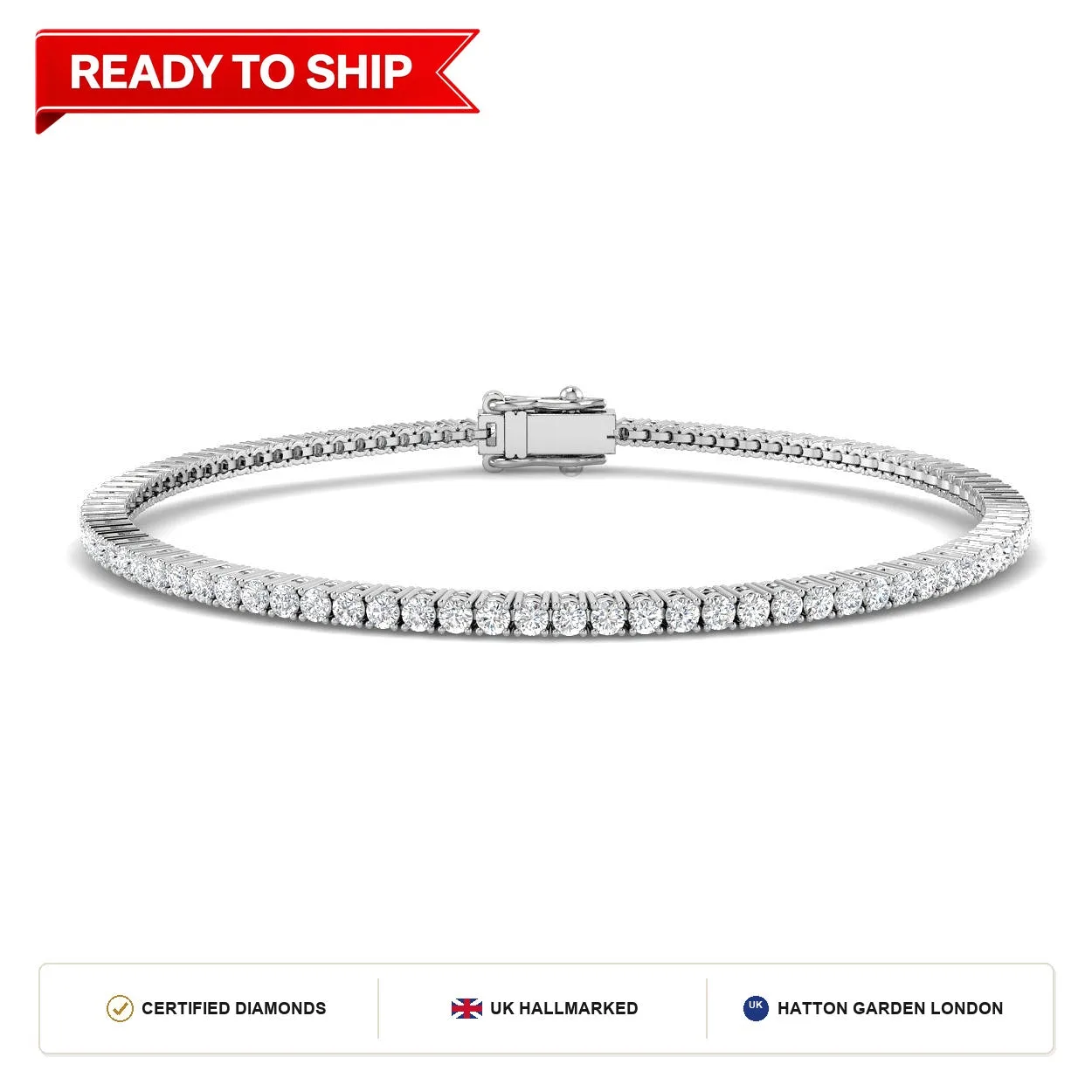 1.6 Carat Lab Grown Round Diamond Tennis 9k White Gold Ready To Ship: the shop's own photo