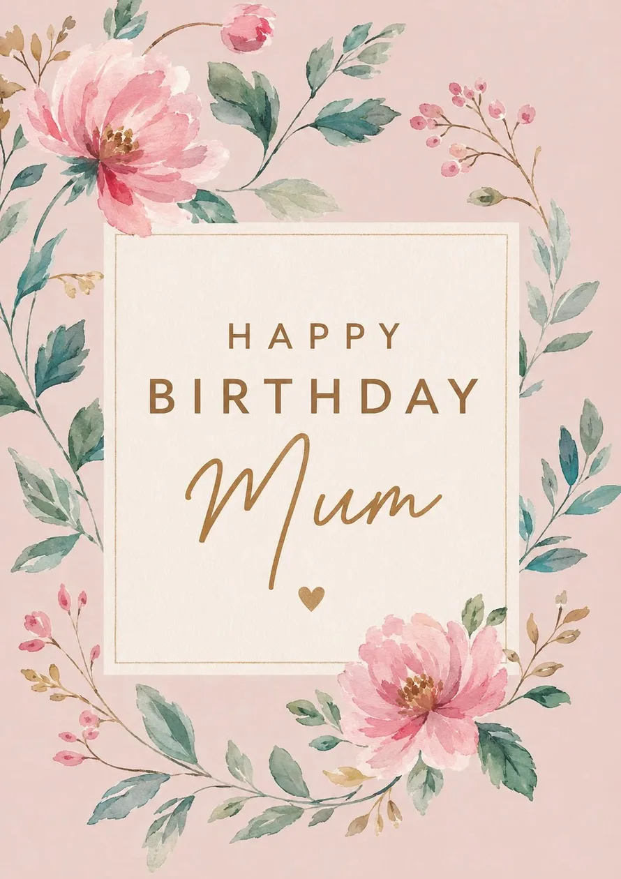 Pink Watercolour Floral Mum 55th Birthday Card for Her: the shop's own photo