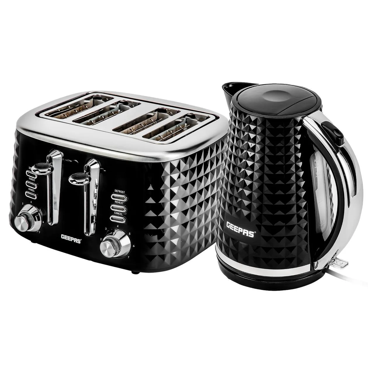 2200W Textured 1.7L Electric Kettle & 4-Slice Toaster Set - Black: the shop's own photo