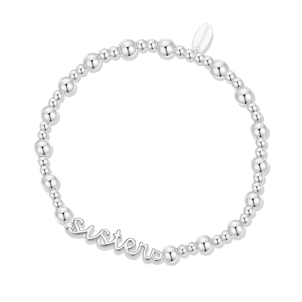 Silver Plated Sister Beaded Stretch Bracelet: the shop's own photo