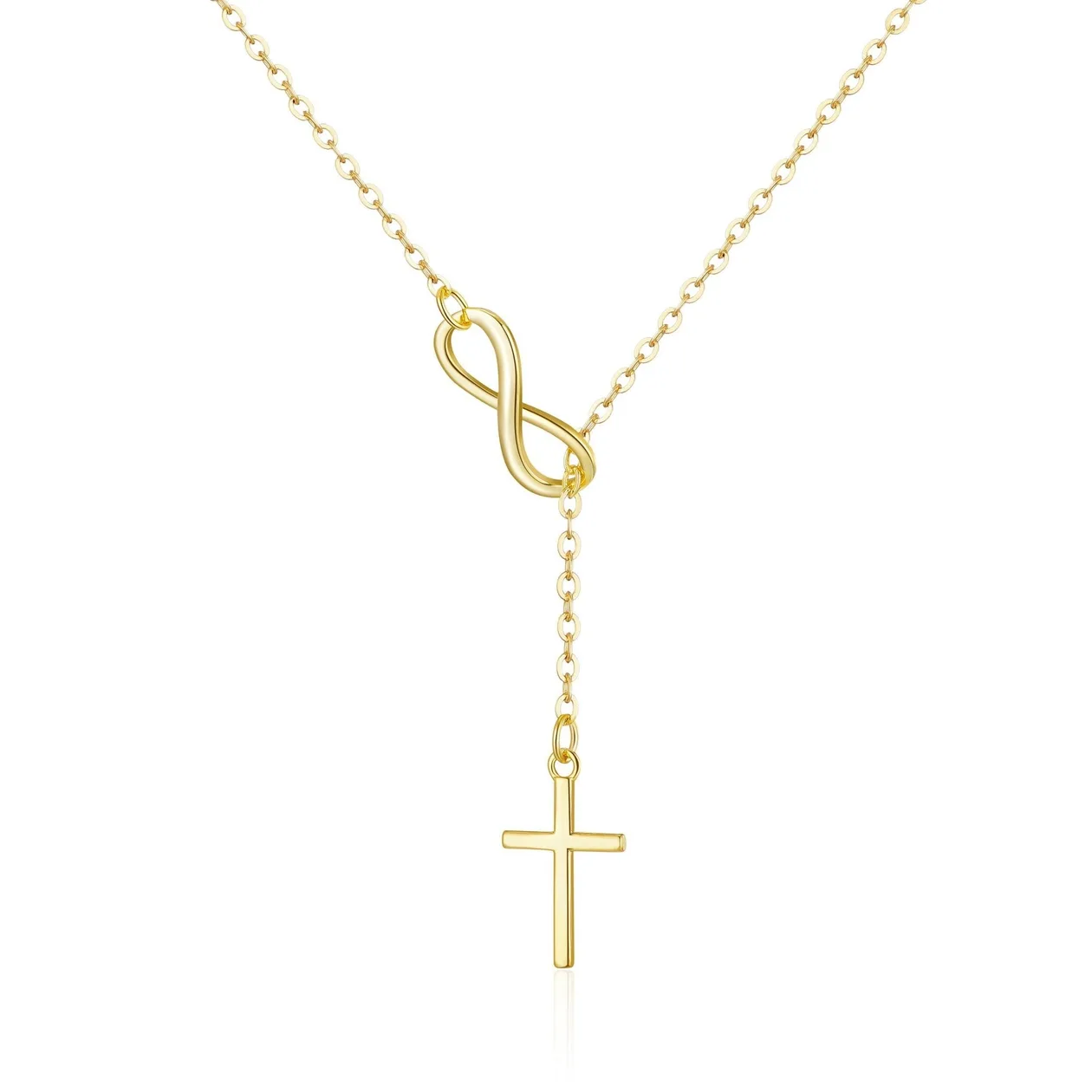 18k Gold Plated Infinity with Cross Lariat Necklace: the shop's own photo
