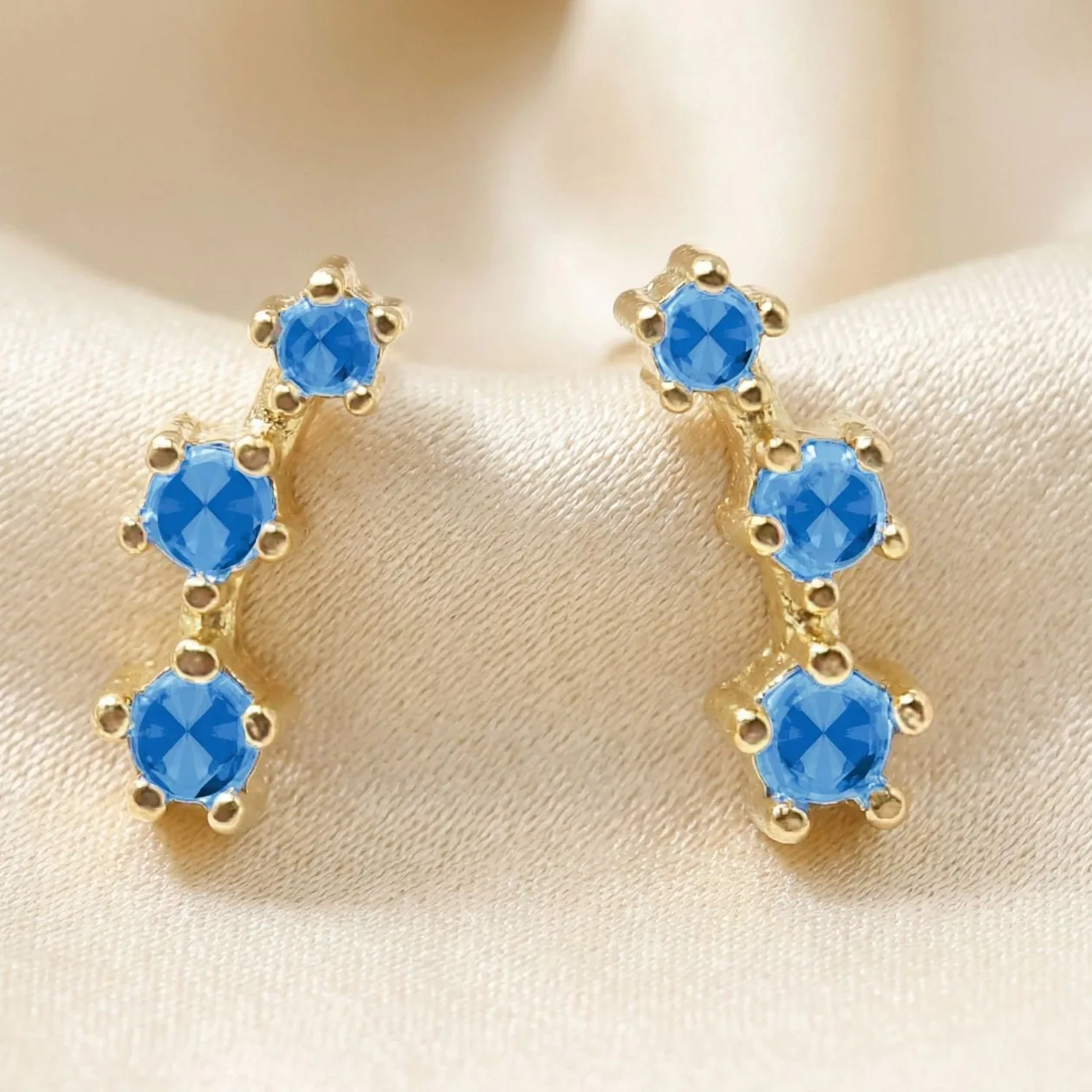 Tiny Aquamarine March Birthstone Climber Stud Earrings: the shop's own photo