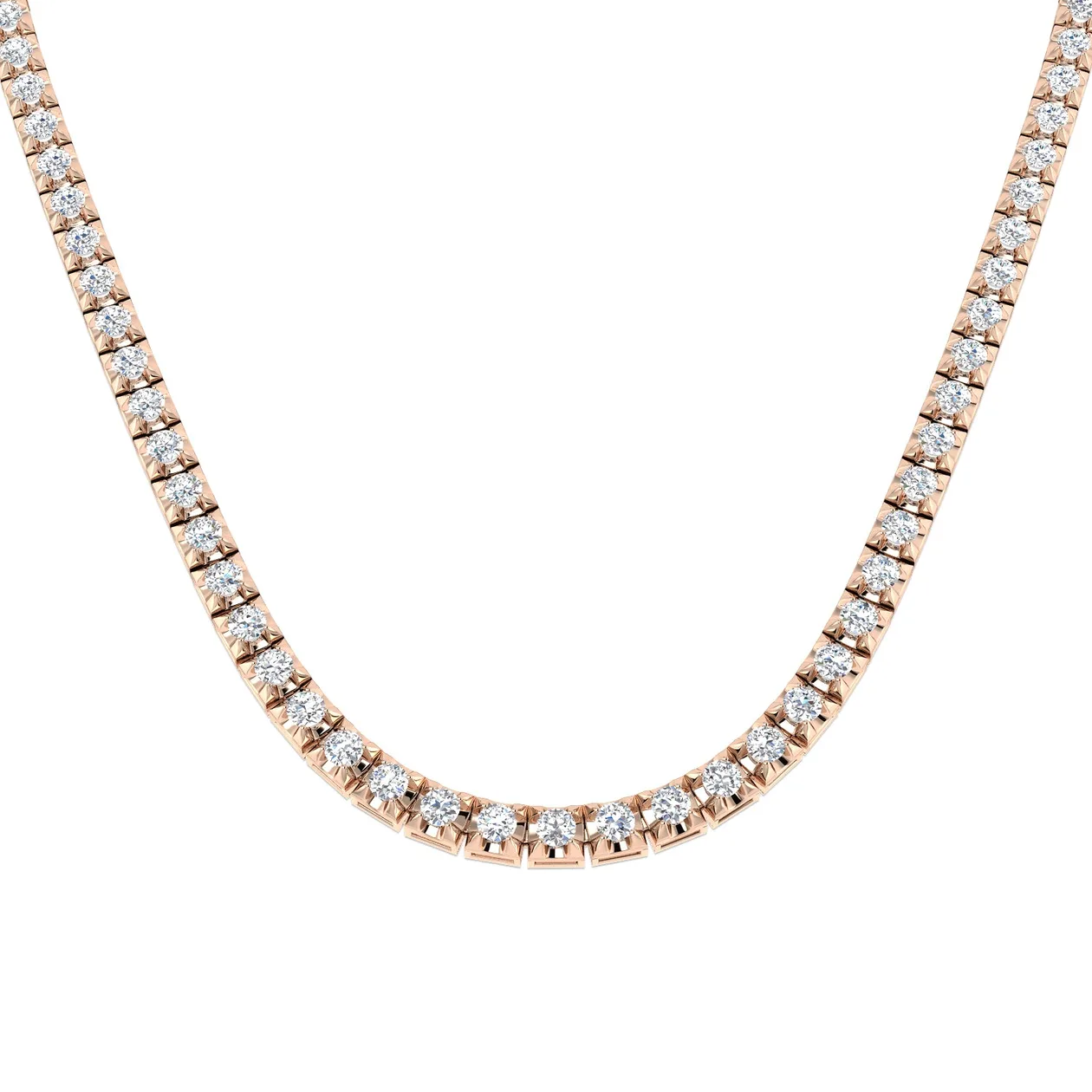 Diamond Tennis Necklace | Luxury Jewelry in Gold & Platinum - 9k Rose Gold / 9.00 Carat / Natural Diamond(F/SI): the shop's own photo