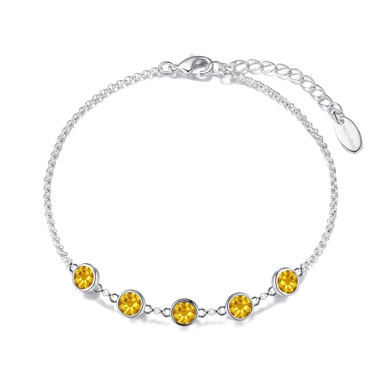 Yellow Crystal Chain Bracelet Created with Zircondia® Crystals: the shop's own photo