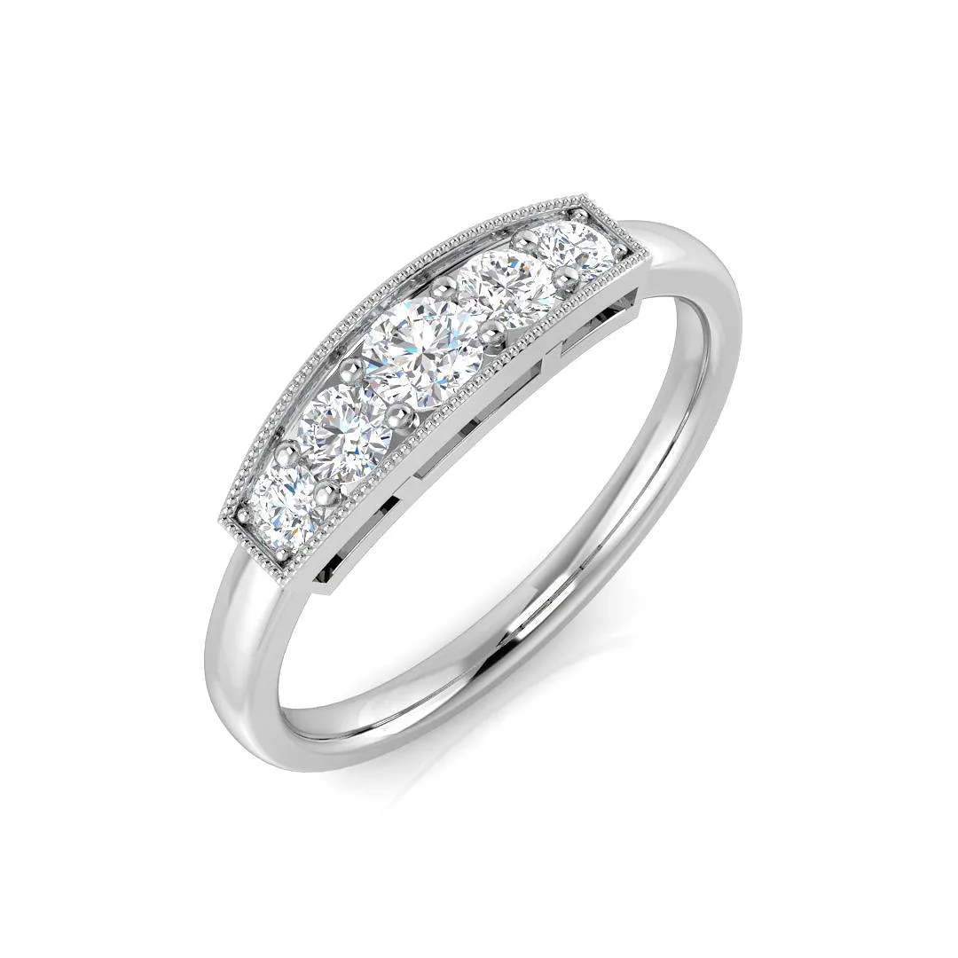 5 Stone Lab Grown Diamond Milgrain Ring | 0.50ct D/VVS Round Diamond - 0.50 Carat / 18k Yellow Gold: the shop's own photo