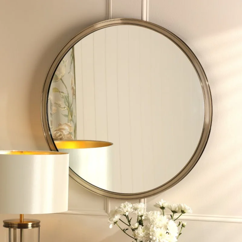 Laura Ashley Harrington Round Mirror In Antique Brass Finish: the shop's own photo