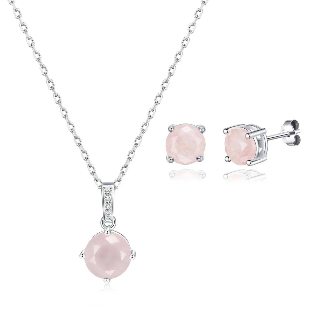 Sterling Silver Rose Quartz Gemstone Set: the shop's own photo