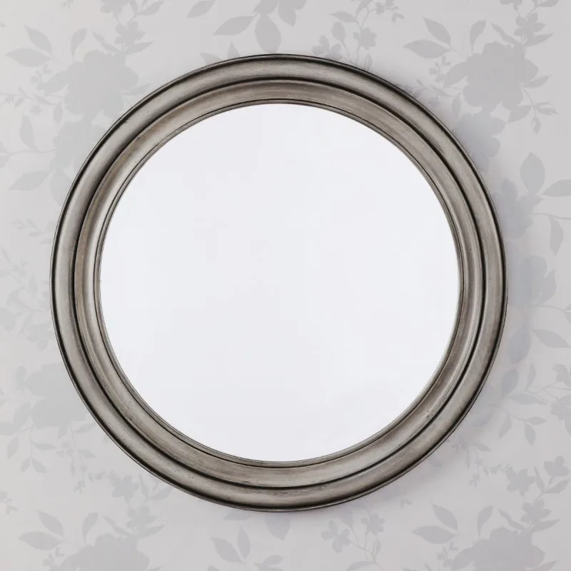 Laura Ashley Tate Round Mirror In Grey Distressed Finish: the shop's own photo