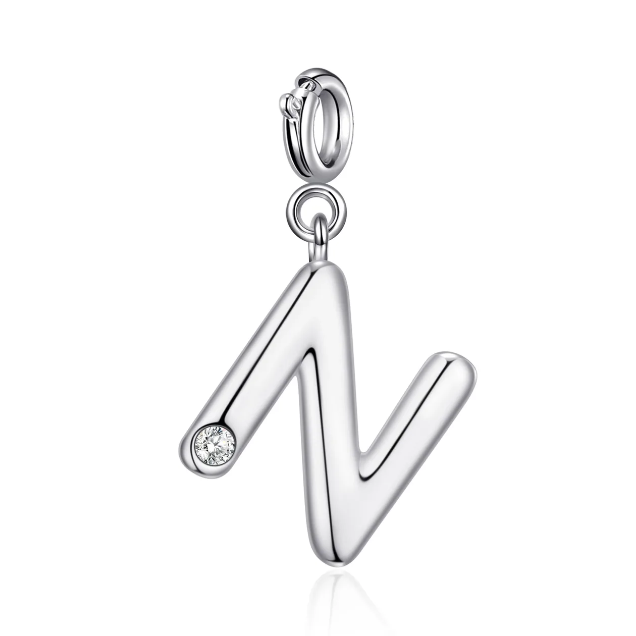 Clip On Initial Charms Letter A-Z Created with Zircondia® Crystals - N: the shop's own photo