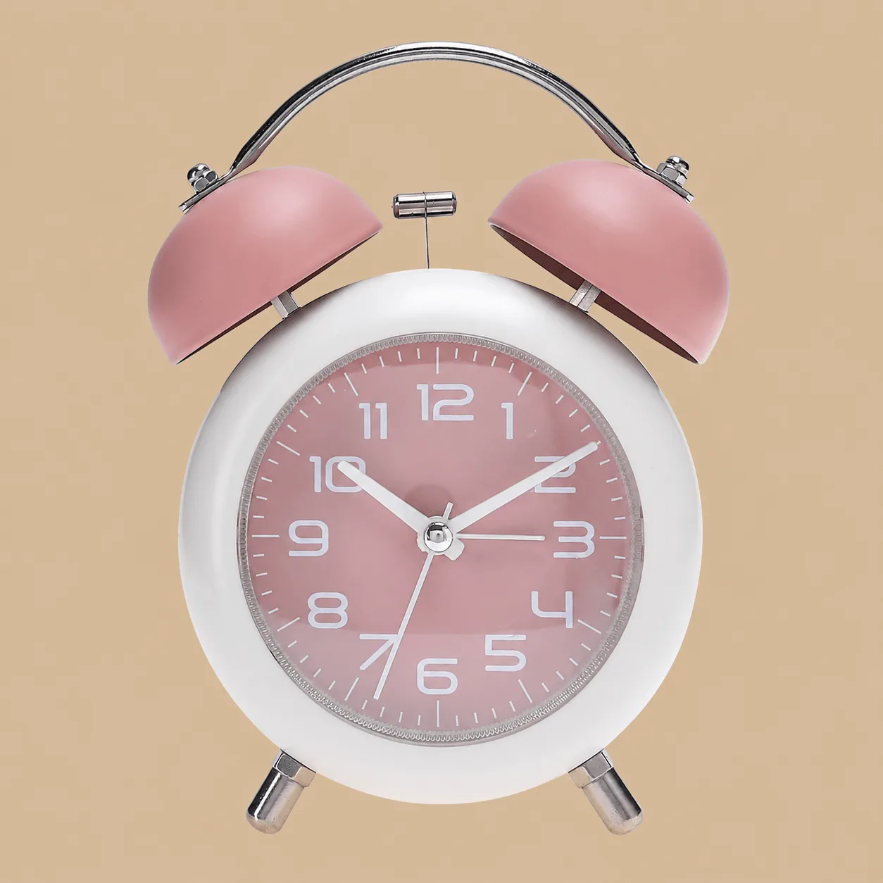 Pink Classic Bell Alarm Clock with Night Light: the shop's own photo