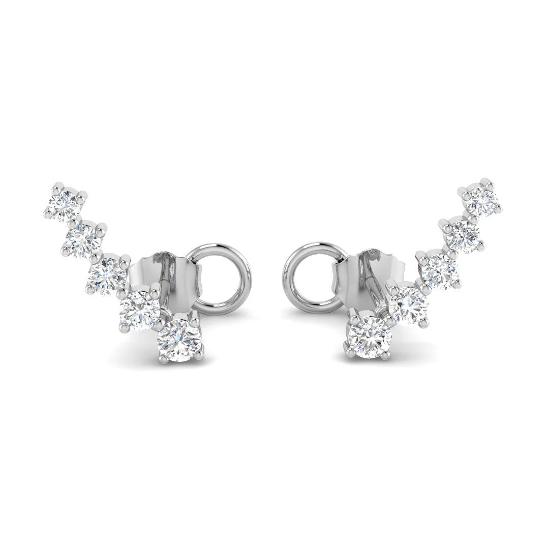Luxurious Gold Diamond Crawler Earrings - 0.33ct to 1ct Sparkle - 0.33 Carat / Lab Grown Diamond(D-VVS) / 9k Yellow Gold: the shop's own photo
