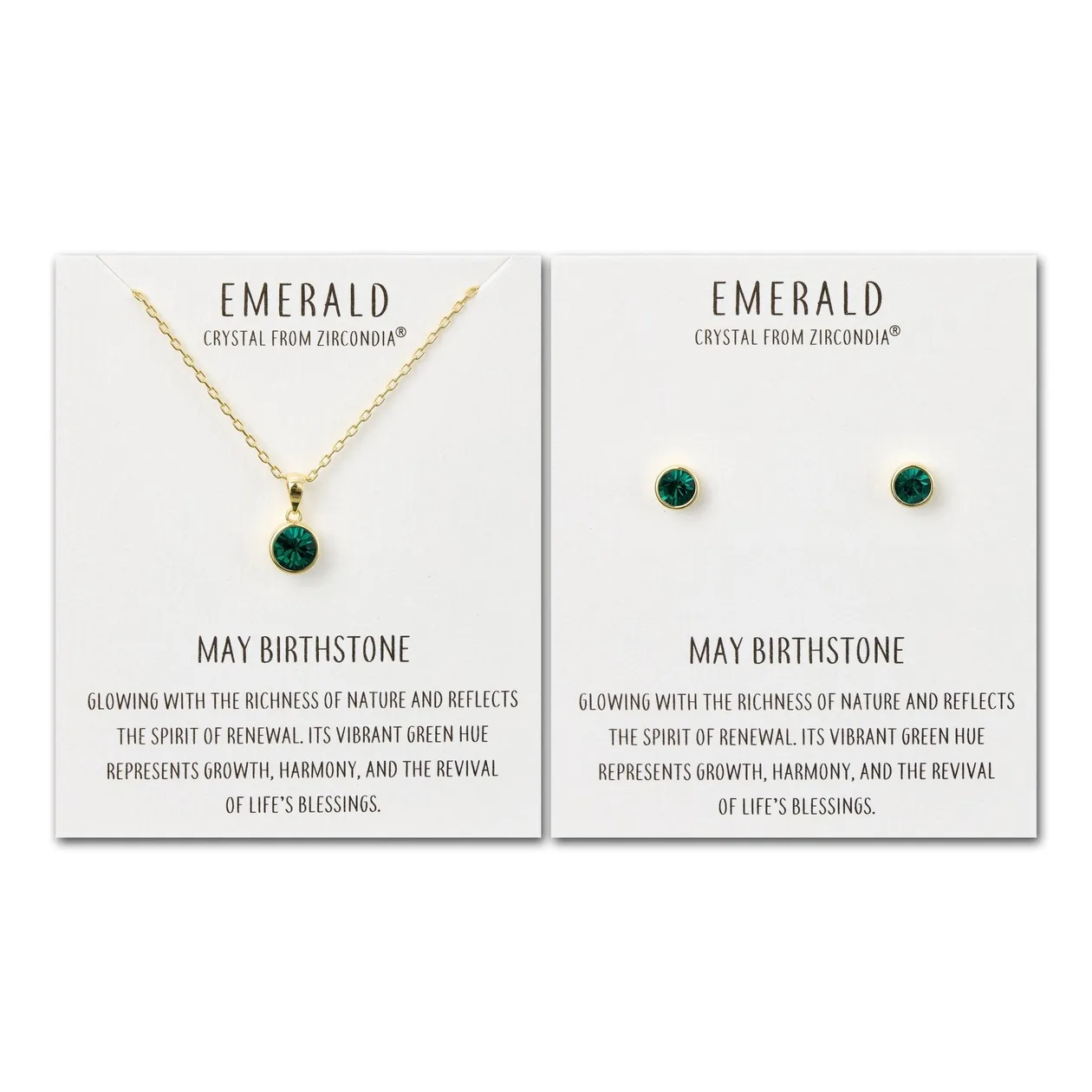 18k Gold Plated May (Emerald) Birthstone Necklace & Earrings Set Created with Zircondia® Crystals: the shop's own photo