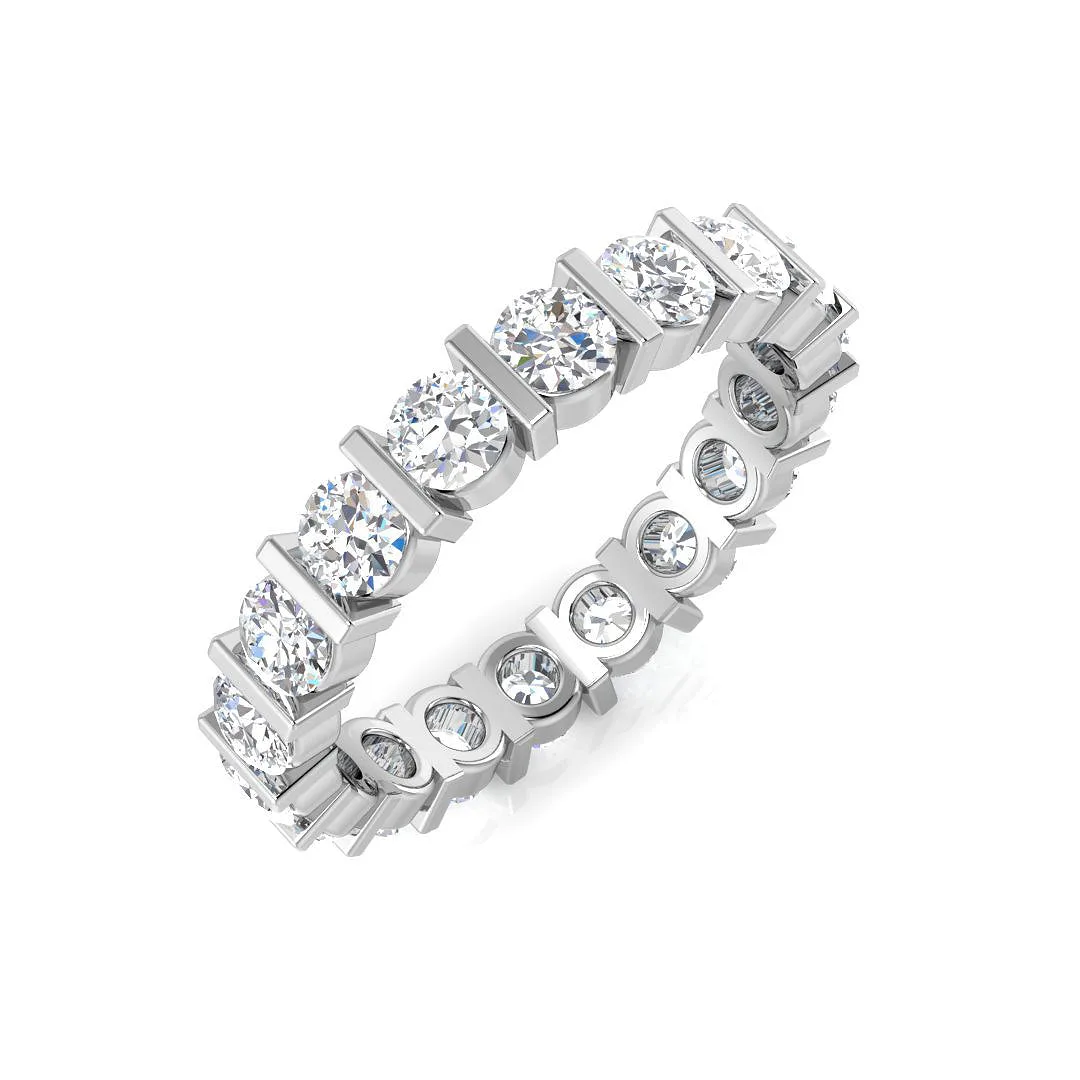 1.00 to 2.00ct Lab-Grown Round Cut D/VVS Diamond Bar Set Full Eternity Ring. - 18k Yellow Gold / 1.00 Carat: the shop's own photo