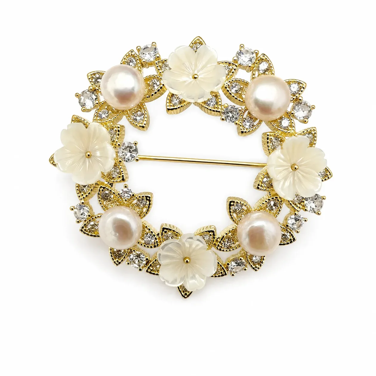 White Flower and Pearl Wreath Brooch: the shop's own photo