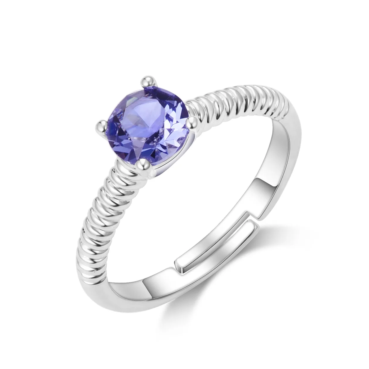 Light Purple Adjustable Crystal Ring Created with Zircondia® Crystals: the shop's own photo