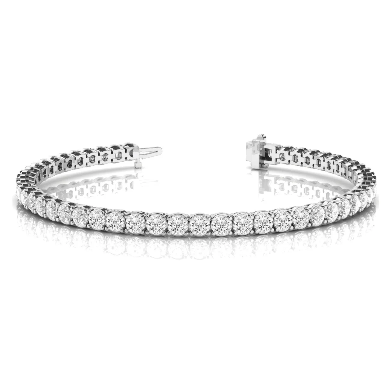 Prong Set Lab Grown Diamond Tennis Bracelet – Round Brilliant | Gold & Platinum - 18k Yellow Gold / 2.50 Carat / Natural Diamond: the shop's own photo