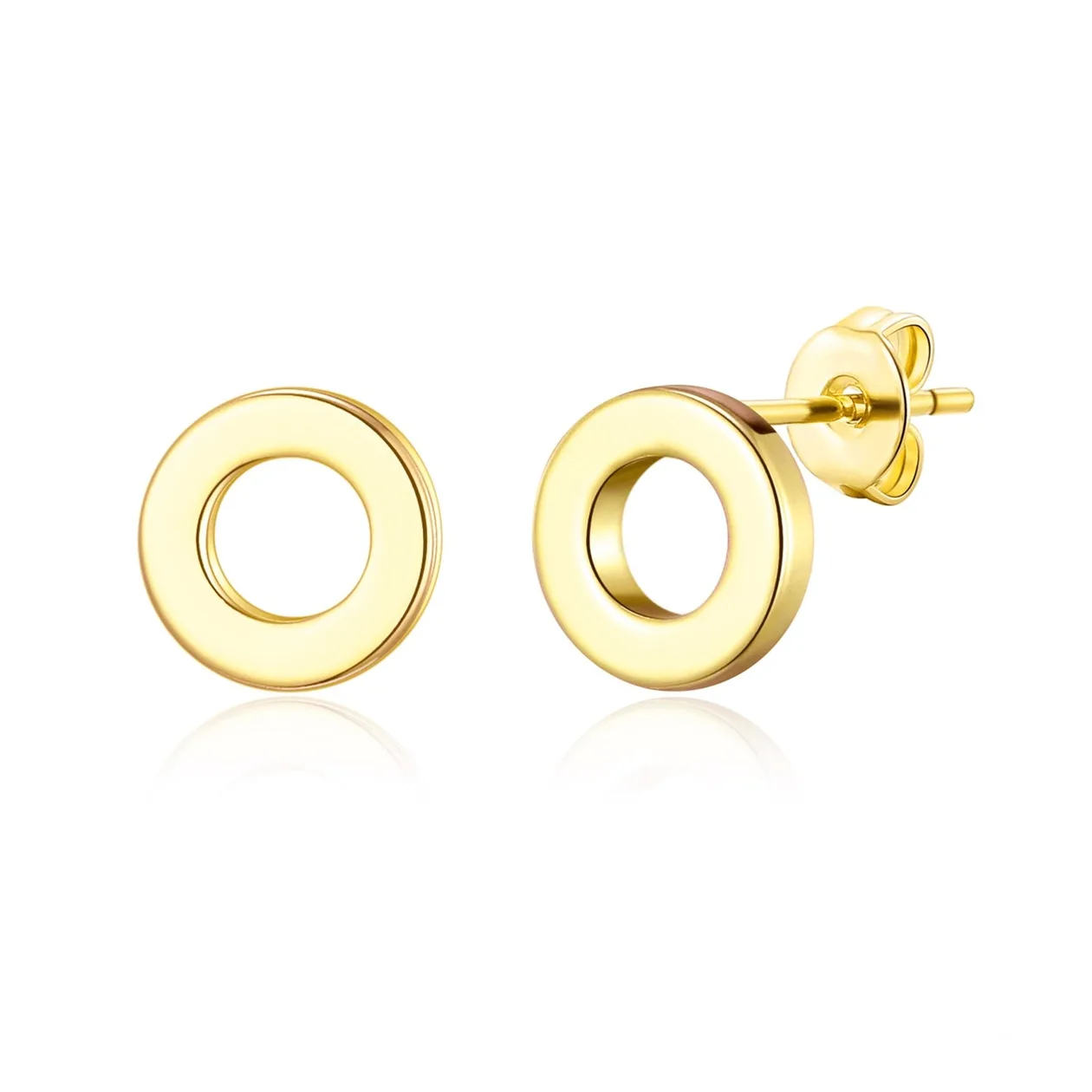 18k Gold Plated Circle Stud Earrings: the shop's own photo