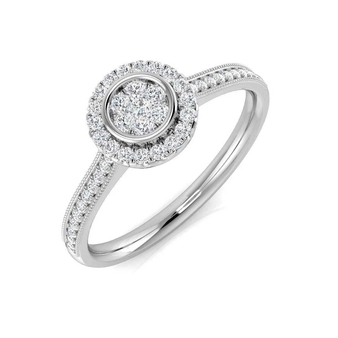 Natural Round Cut Diamond Cluster Engagement Ring - Lab Grown Diamond / 0.50 Carat / 18k Yellow Gold: the shop's own photo