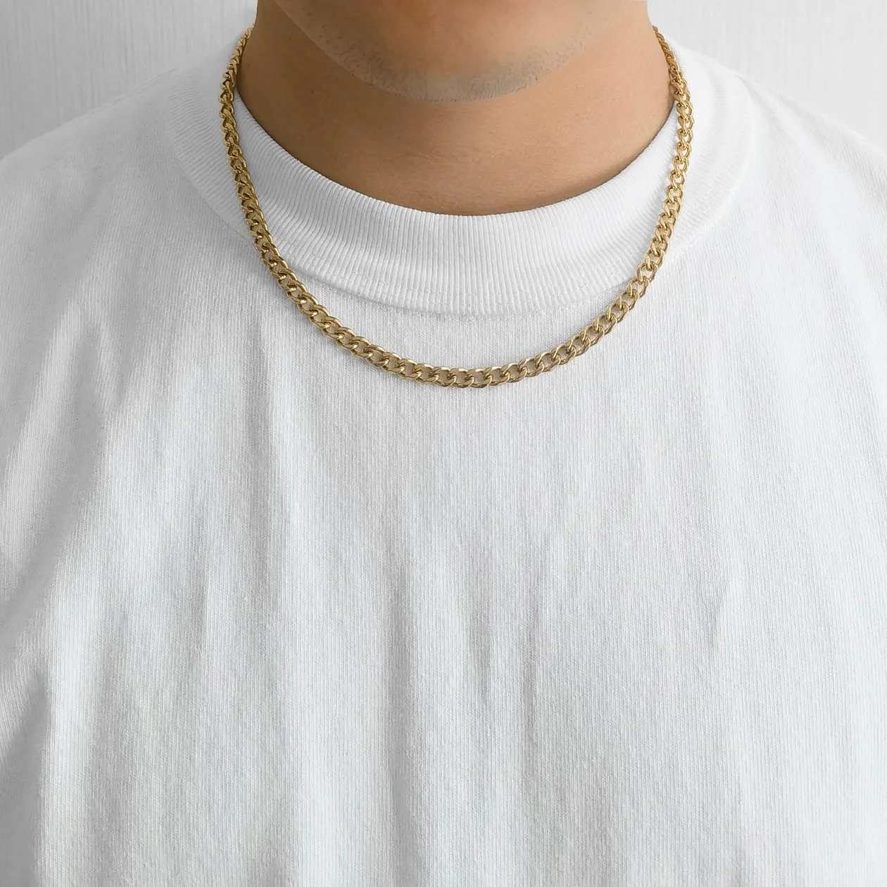 Men's 9mm 18k Gold Plated Stainless Steel 7.5-8.5 Inch Curb Chain Bracelet: the shop's own photo