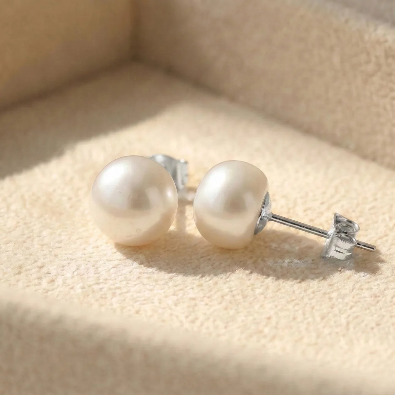 Handpicked Freshwater Silver Pearl Stud Earrings: the shop's own photo