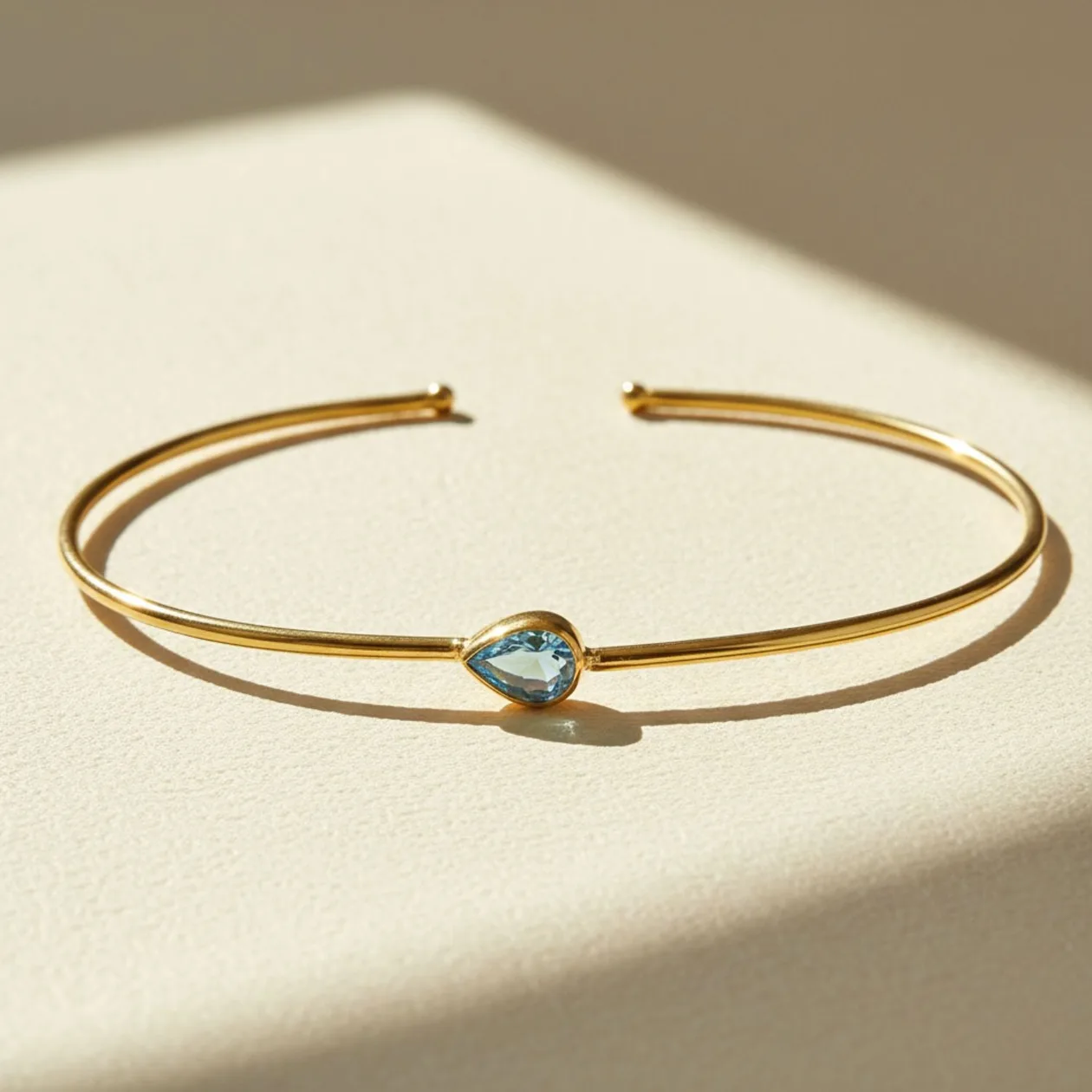 18ct Gold Vermeil Aquamarine March Birthstone Bangle: the shop's own photo